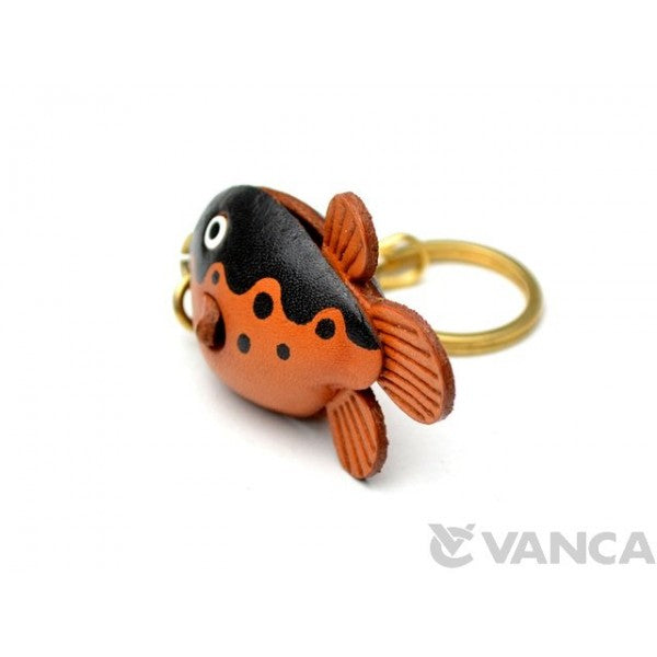 Globe/Blow/Puffer Fish Leather Keychain(L)