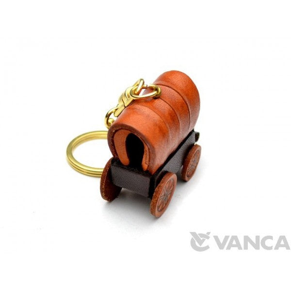 Covered Wagon Leather Keychain(L)