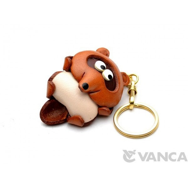 Raccoon Dog Leather Keychain(L)