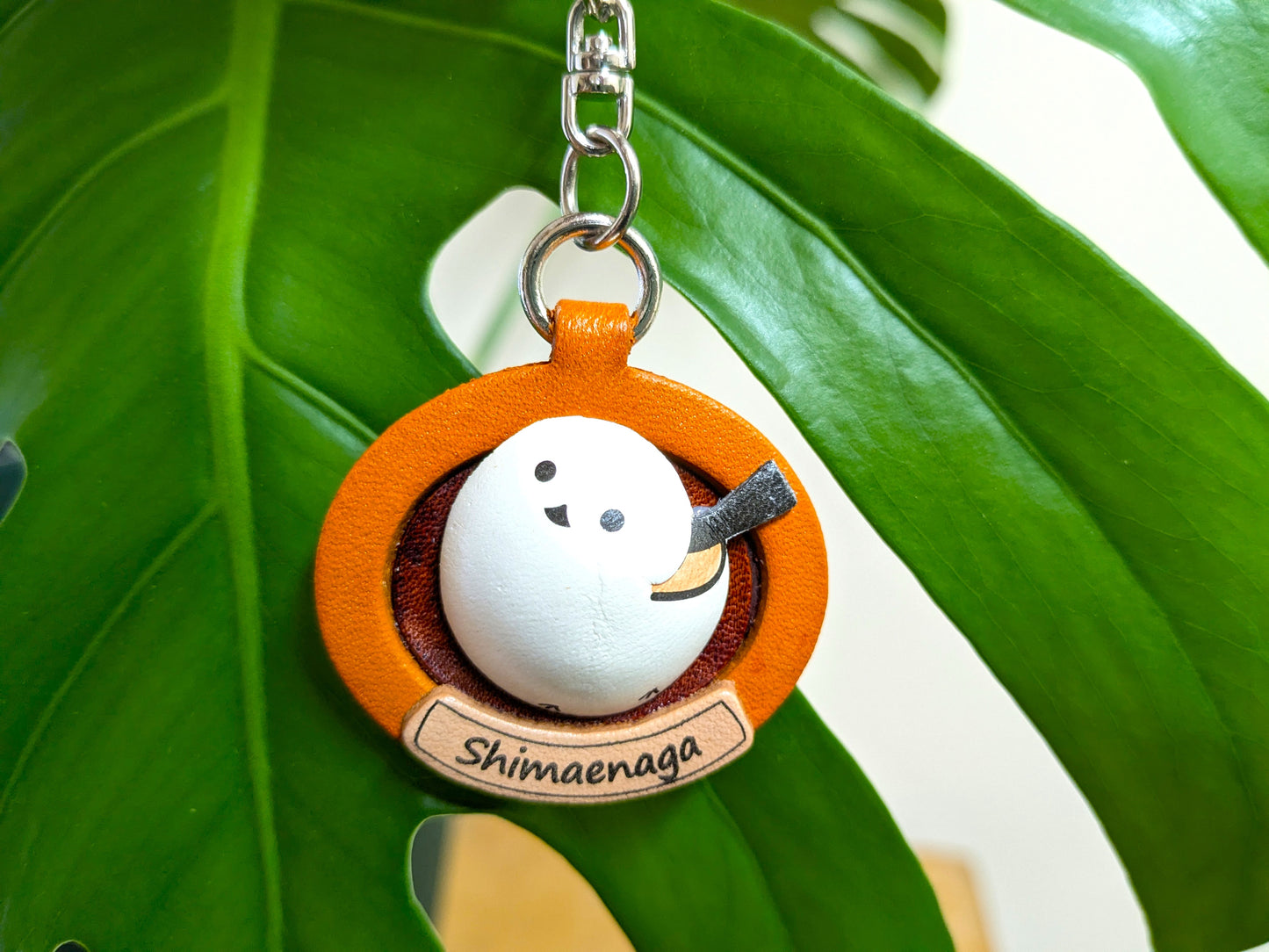 Long tailed tits Japanese Leather Plate Keychain