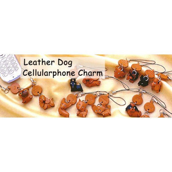 Akita Dog Leather Cellularphone Charm #46778