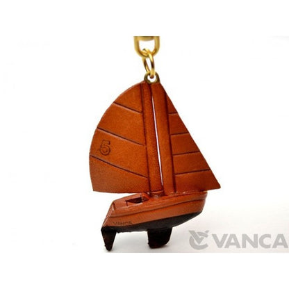 Sailboat Leather Keychain(L)