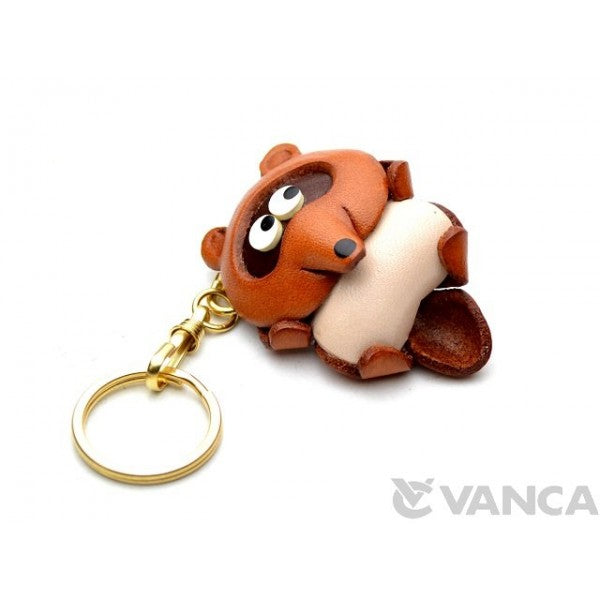 Raccoon Dog Leather Keychain(L)