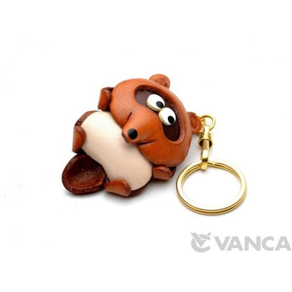 Raccoon Dog Leather Keychain(L)