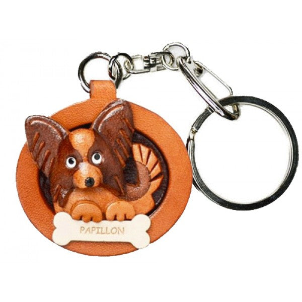 Papillon Leather Dog plate Keychain – VANCA CRAFT, INC.
