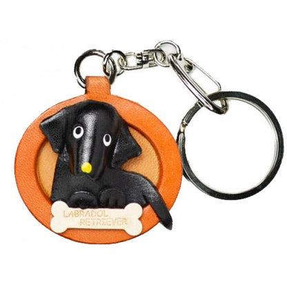 Labrador Retriever Black Leather Dog plate Keychain