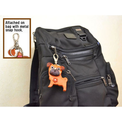 Pug Handmade Leather Dog/Bag Charm