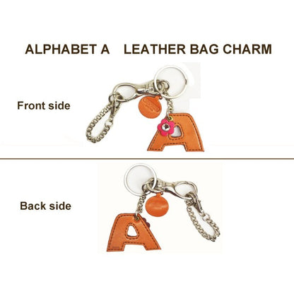 Initial  "A" Leather Keychain Bag Charm