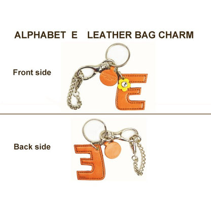 Initial  "E" Leather Keychain Bag Charm