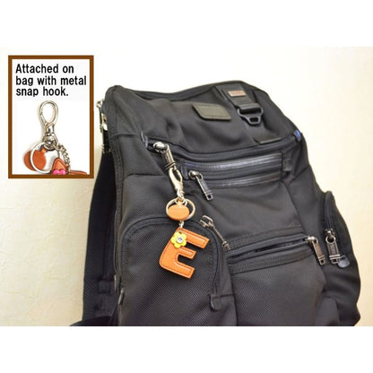 Initial  "E" Leather Keychain Bag Charm