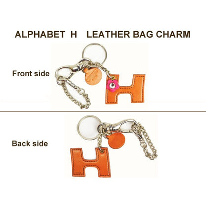 Initial  "H" Leather Keychain Bag Charm