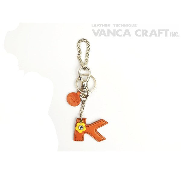 Initial  "K" Japanese Leather Bag Charm