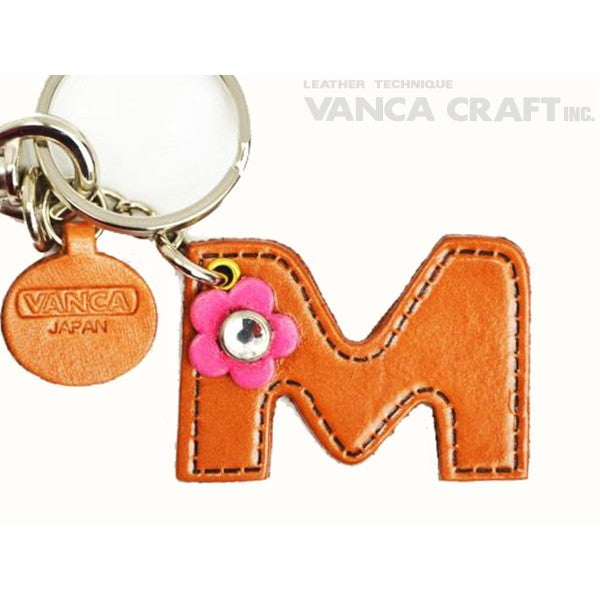 Initial  "M" Leather Keychain Bag Charm