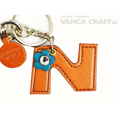 Initial  "N" Leather Keychain Bag Charm