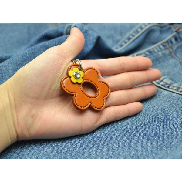 Symbols  "Flower" Leather Keychain Bag Charm