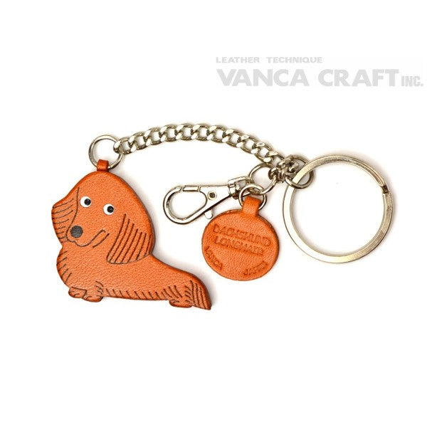 Dachshund Longhair Leather Ring Charm #26060