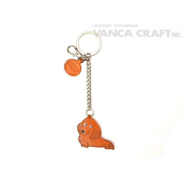 Dachshund Longhair Leather Ring Charm #26060