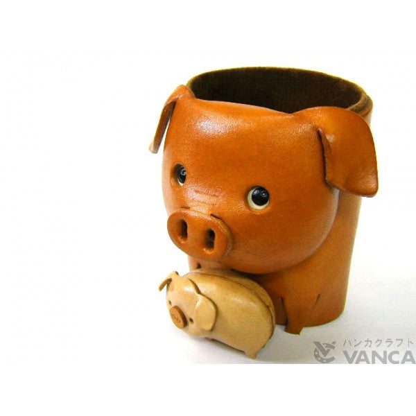 Pig Handmade Leather Animal Eyeglasses Holder/Stand #26210