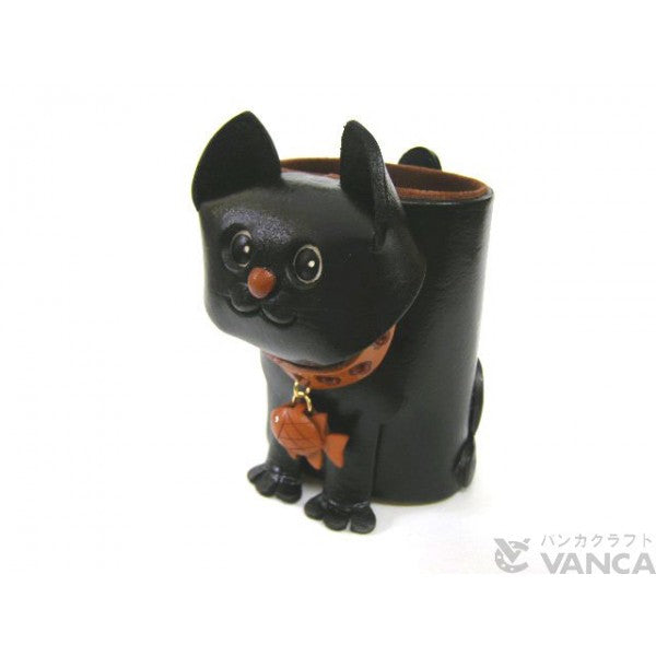 Black Cat Handmade Leather Eyeglasses Holder/Stand #26203