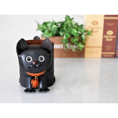 Black Cat Handmade Leather Eyeglasses Holder/Stand #26203