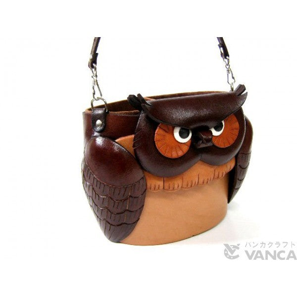 Dual Eyeglasses Holder Big Owl Handmade Leather