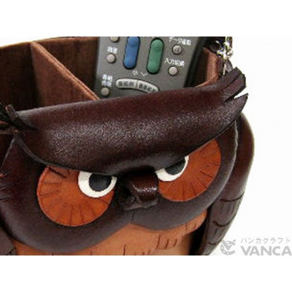 Dual Eyeglasses Holder Big Owl Handmade Leather