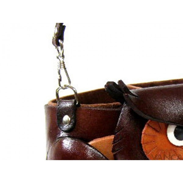 Dual Eyeglasses Holder Big Owl Handmade Leather