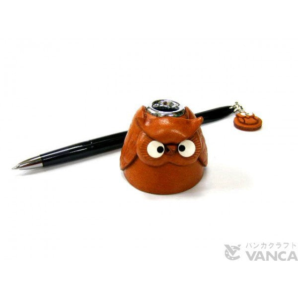 Owl Leather Desk Pen Stand #26235