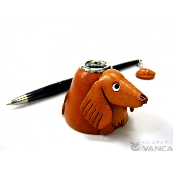 Dachshund Leather Dog Desk Pen Stand #26233