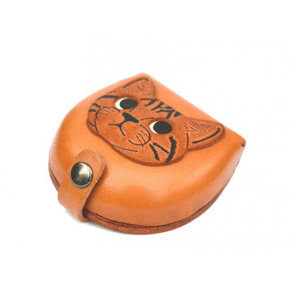 American shorthair -brown Handmade Genuine Leather Animal Color Coin case/Purse #26094-1