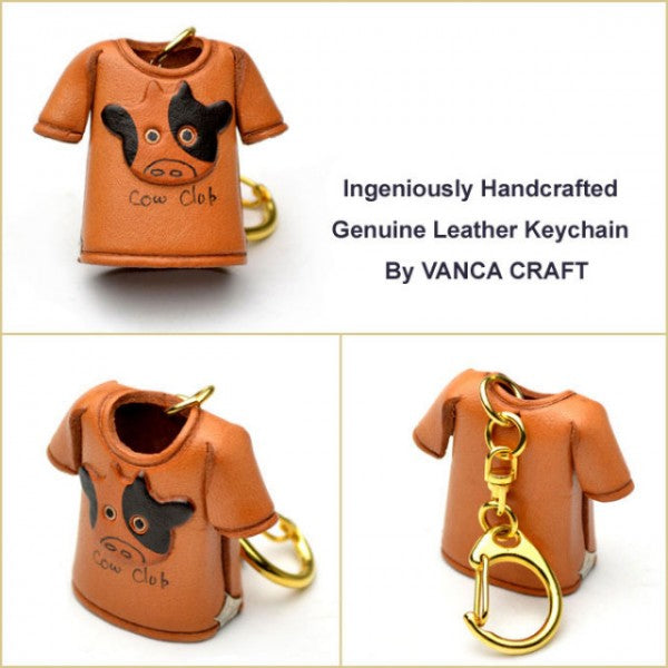 Cow T-shirt Leather Keychain