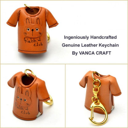 Rabbit T-shirt Leather Keychain