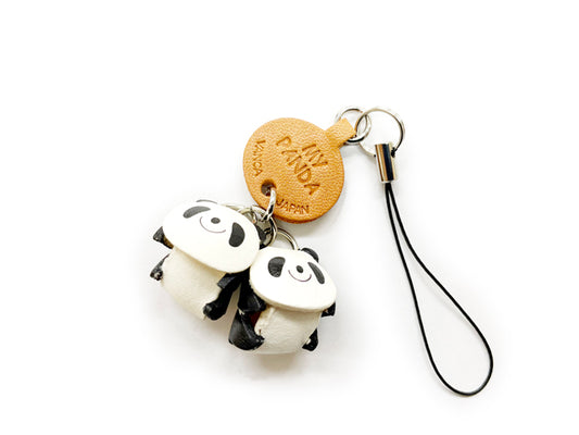 Twin Pandas Leather Cellularphone Charm Animal