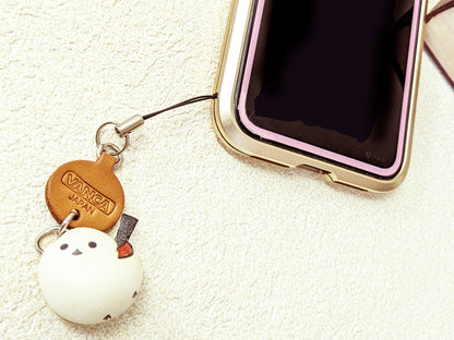 Long tailed tits Japanese Leather Cellularphone Charm Animal