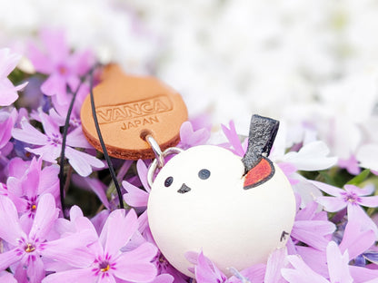 Long tailed tits Japanese Leather Cellularphone Charm Animal