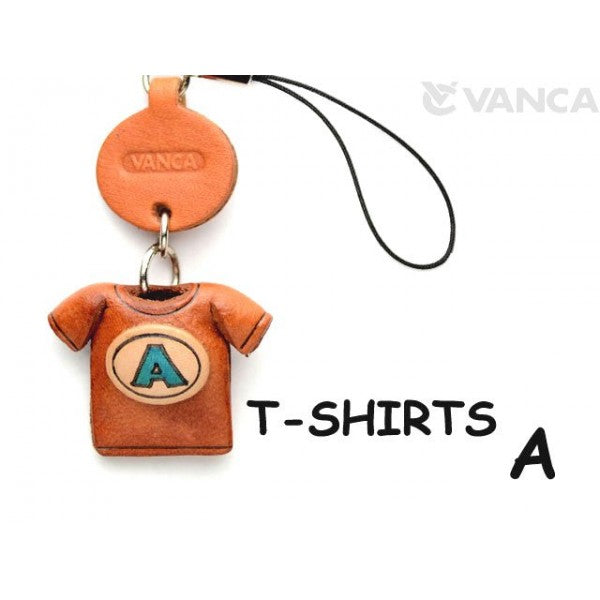 A(Blue) Japanese Leather Cellularphone Charm T-shirt