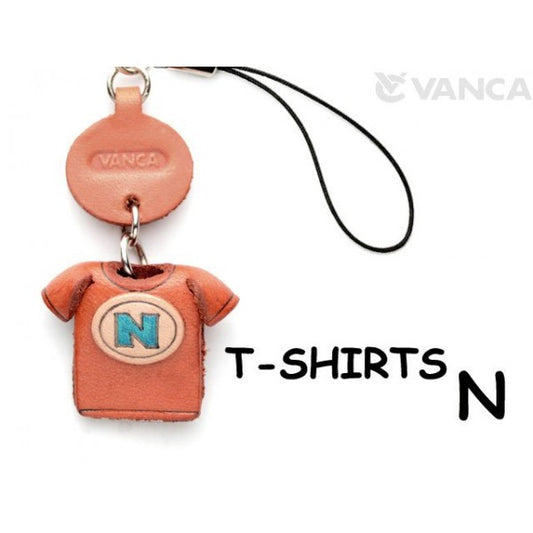 N(Blue) Japanese Leather Cellularphone Charm T-shirt