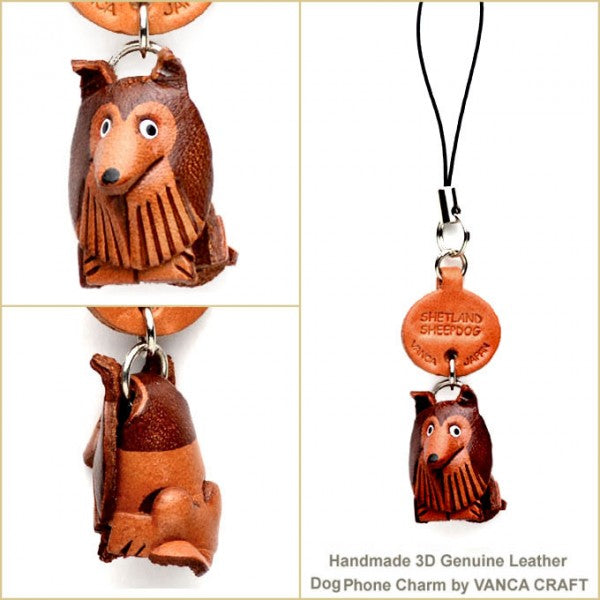 Shetland Sheepdog Leather Cellularphone Charm #46757