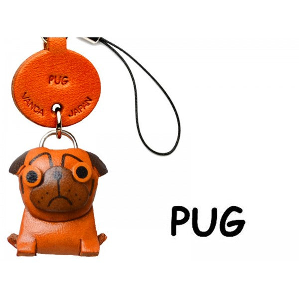 Pug Japanese Leather Cellularphone Charm #46751