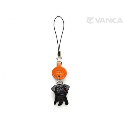 Pug Black Leather Cellularphone Charm #46752