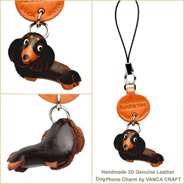 Dachshund Long B&T Leather Cellularphone Charm #46771