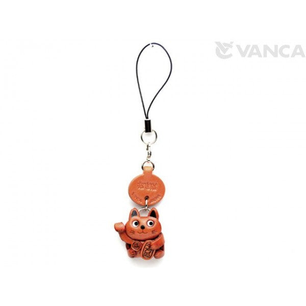Lucky Cat Leather Cellularphone Charm