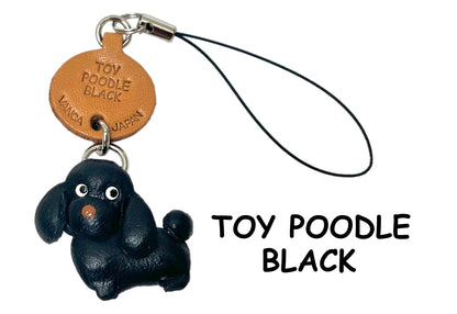 Toy Poodle Black Leather Cellularphone Charm