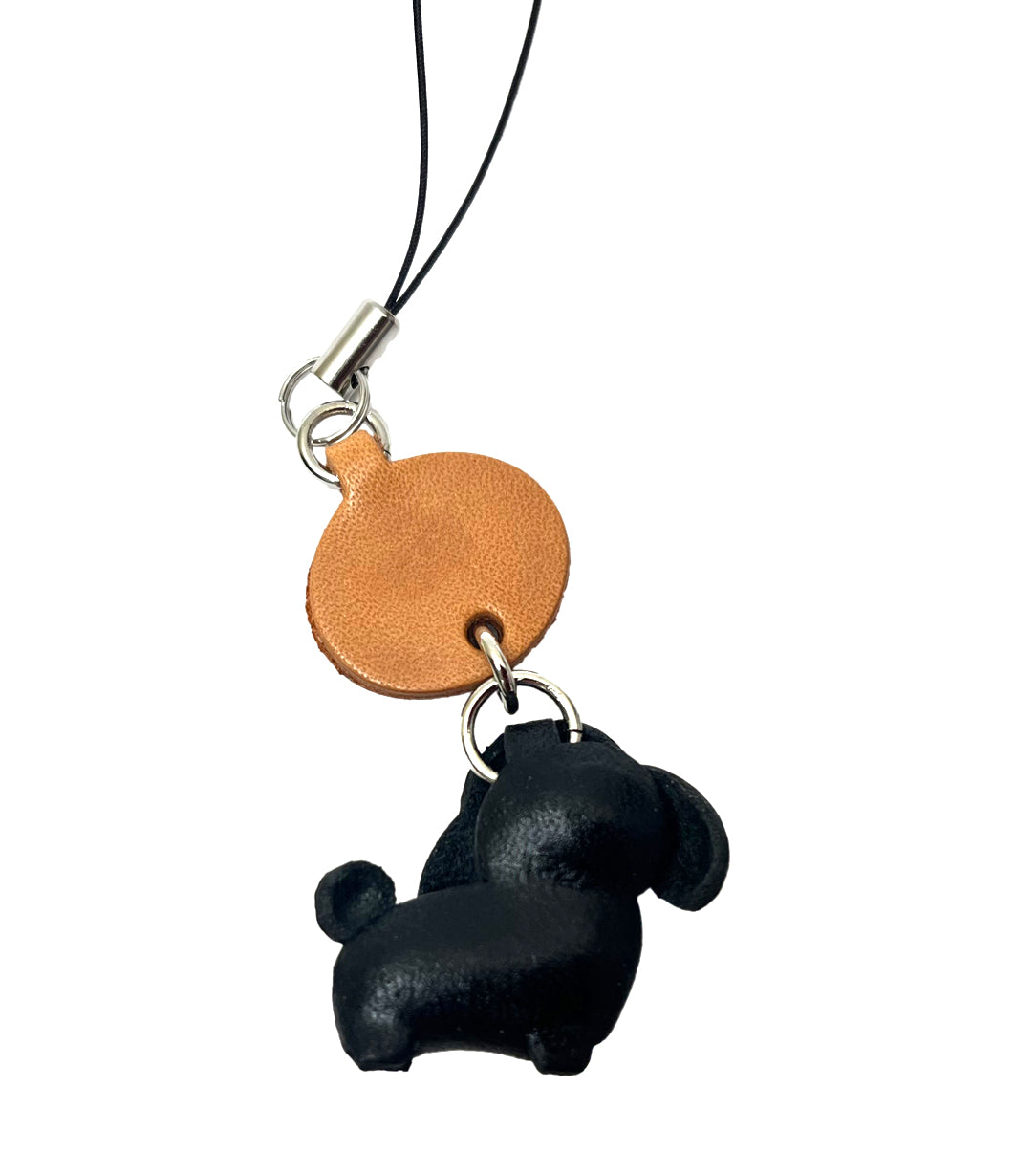 Toy Poodle Black Leather Cellularphone Charm