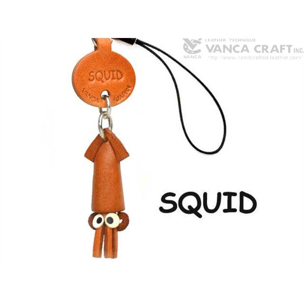 Squid Japanese Leather Cellularphone Charm Fish