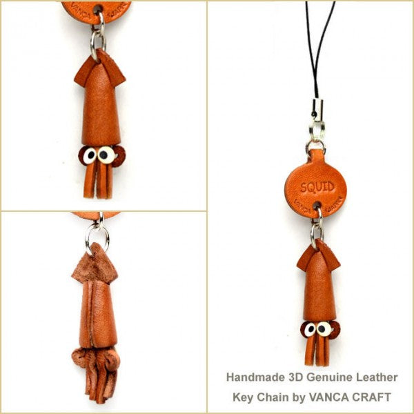 Squid Japanese Leather Cellularphone Charm Fish