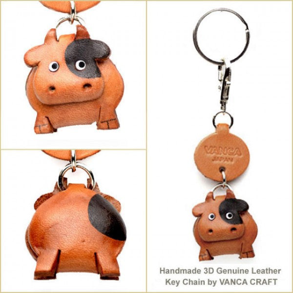 Cow Japanese Leather Keychains Animal