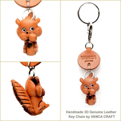 Squirrel Japanese Leather Keychains Animal