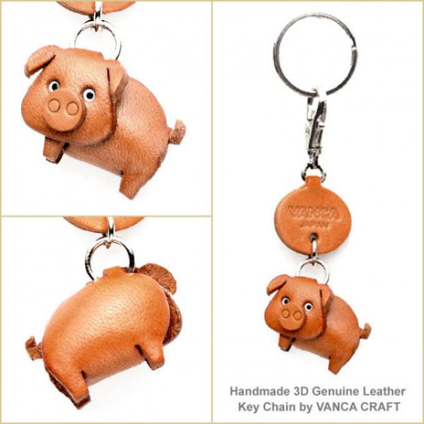 Pig Japanese Leather Keychains Animal