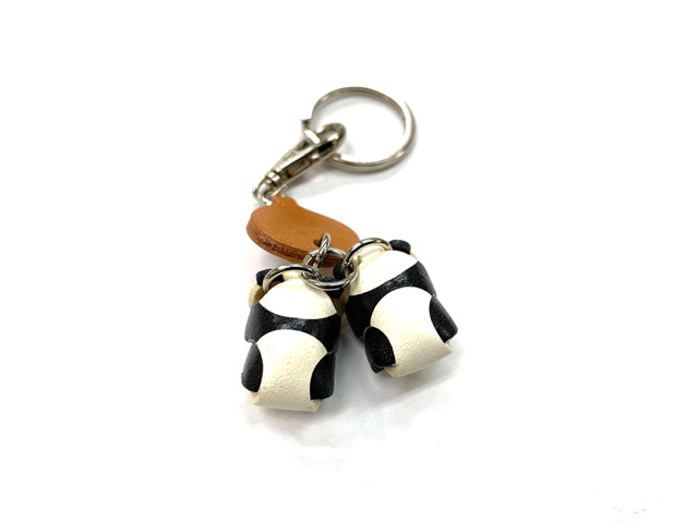 Twin Pandas Leather Keychains Animal